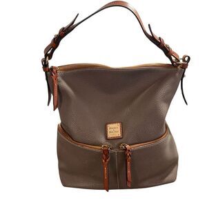 Dooney & Bourke Callie Taupe & Cognac Leather Hobo Bag